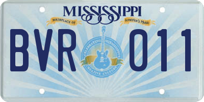 MS license plate BVR011