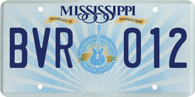 MS license plate BVR012