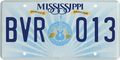 MS license plate BVR013