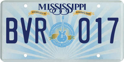 MS license plate BVR017