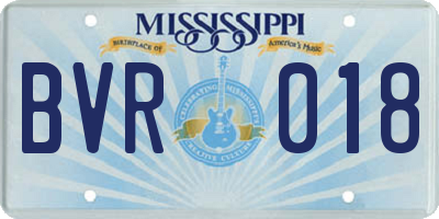 MS license plate BVR018