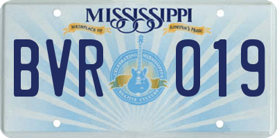 MS license plate BVR019