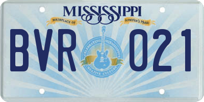 MS license plate BVR021