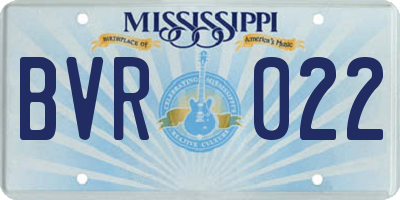 MS license plate BVR022