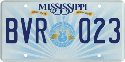 MS license plate BVR023