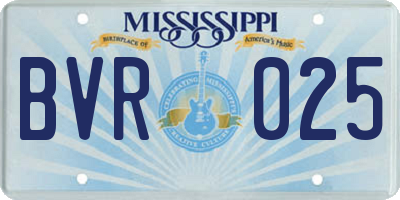 MS license plate BVR025