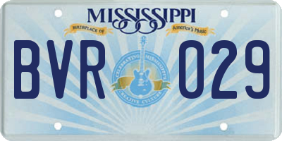 MS license plate BVR029