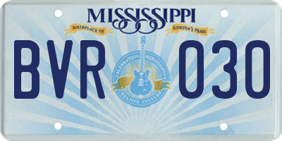 MS license plate BVR030