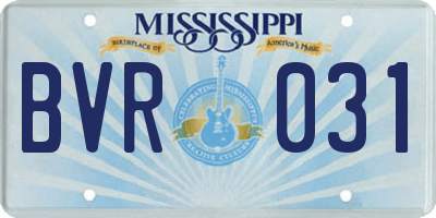 MS license plate BVR031