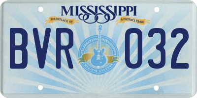 MS license plate BVR032