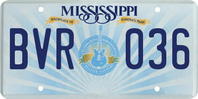 MS license plate BVR036