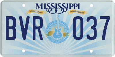 MS license plate BVR037