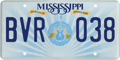 MS license plate BVR038
