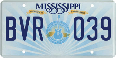 MS license plate BVR039