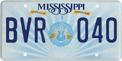 MS license plate BVR040