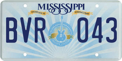 MS license plate BVR043