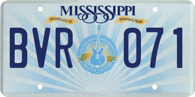 MS license plate BVR071