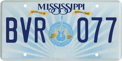MS license plate BVR077
