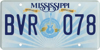 MS license plate BVR078