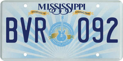 MS license plate BVR092