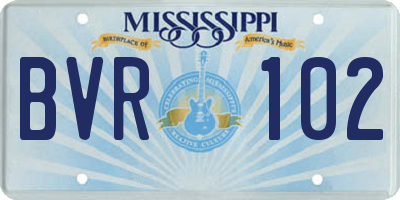 MS license plate BVR102