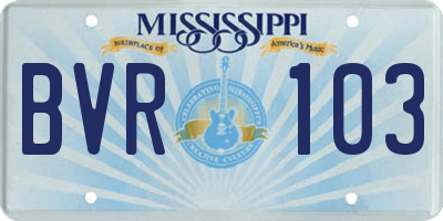 MS license plate BVR103