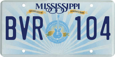 MS license plate BVR104