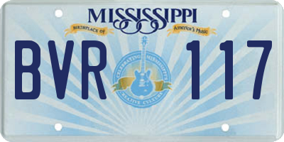MS license plate BVR117