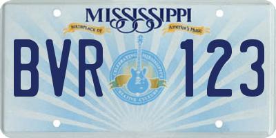 MS license plate BVR123