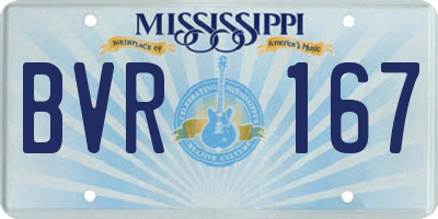 MS license plate BVR167
