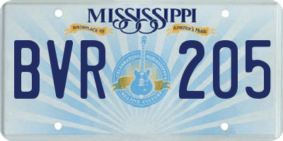 MS license plate BVR205