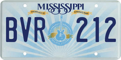 MS license plate BVR212