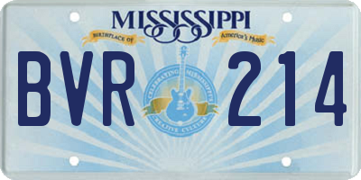 MS license plate BVR214