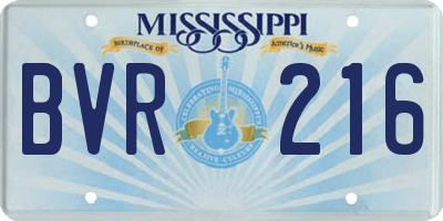 MS license plate BVR216