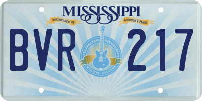 MS license plate BVR217