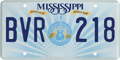 MS license plate BVR218