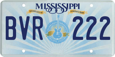 MS license plate BVR222