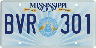 MS license plate BVR301