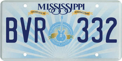 MS license plate BVR332