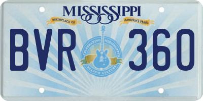 MS license plate BVR360