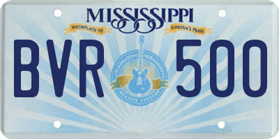 MS license plate BVR500