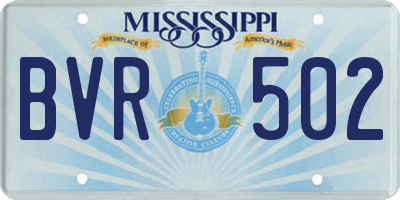 MS license plate BVR502