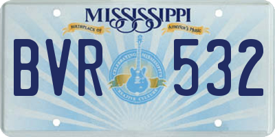 MS license plate BVR532