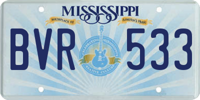 MS license plate BVR533