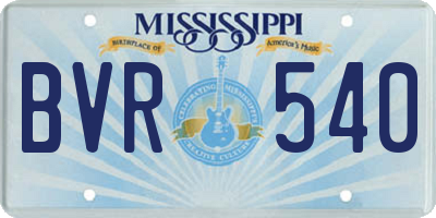 MS license plate BVR540