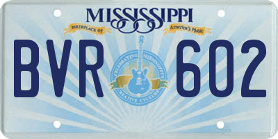 MS license plate BVR602