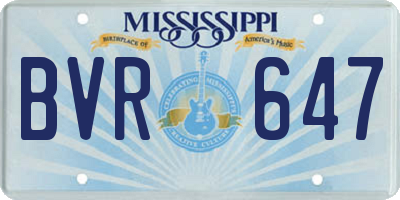 MS license plate BVR647
