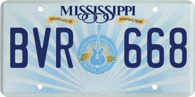 MS license plate BVR668