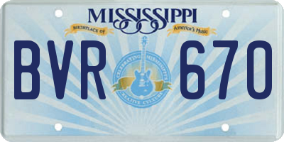 MS license plate BVR670