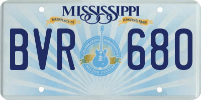 MS license plate BVR680